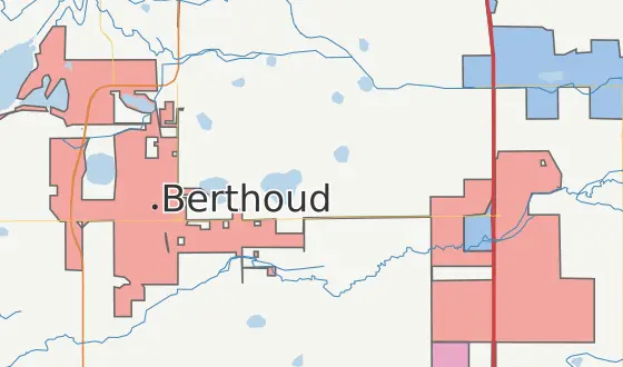 Map showing Berthoud's flagpole annexation extending east to reach I-25