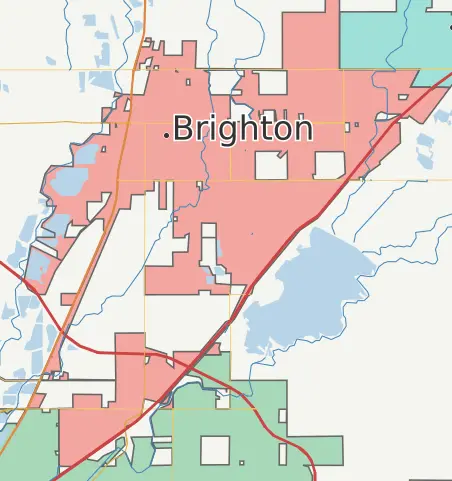 Map showing Brighton's flagpole annexations toward the E-470 loop