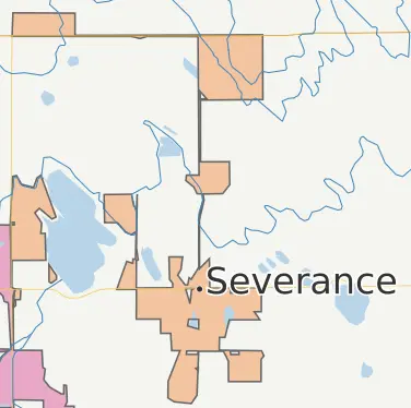 Map showing Severance's strategic flagpole annexations extending in multiple directions